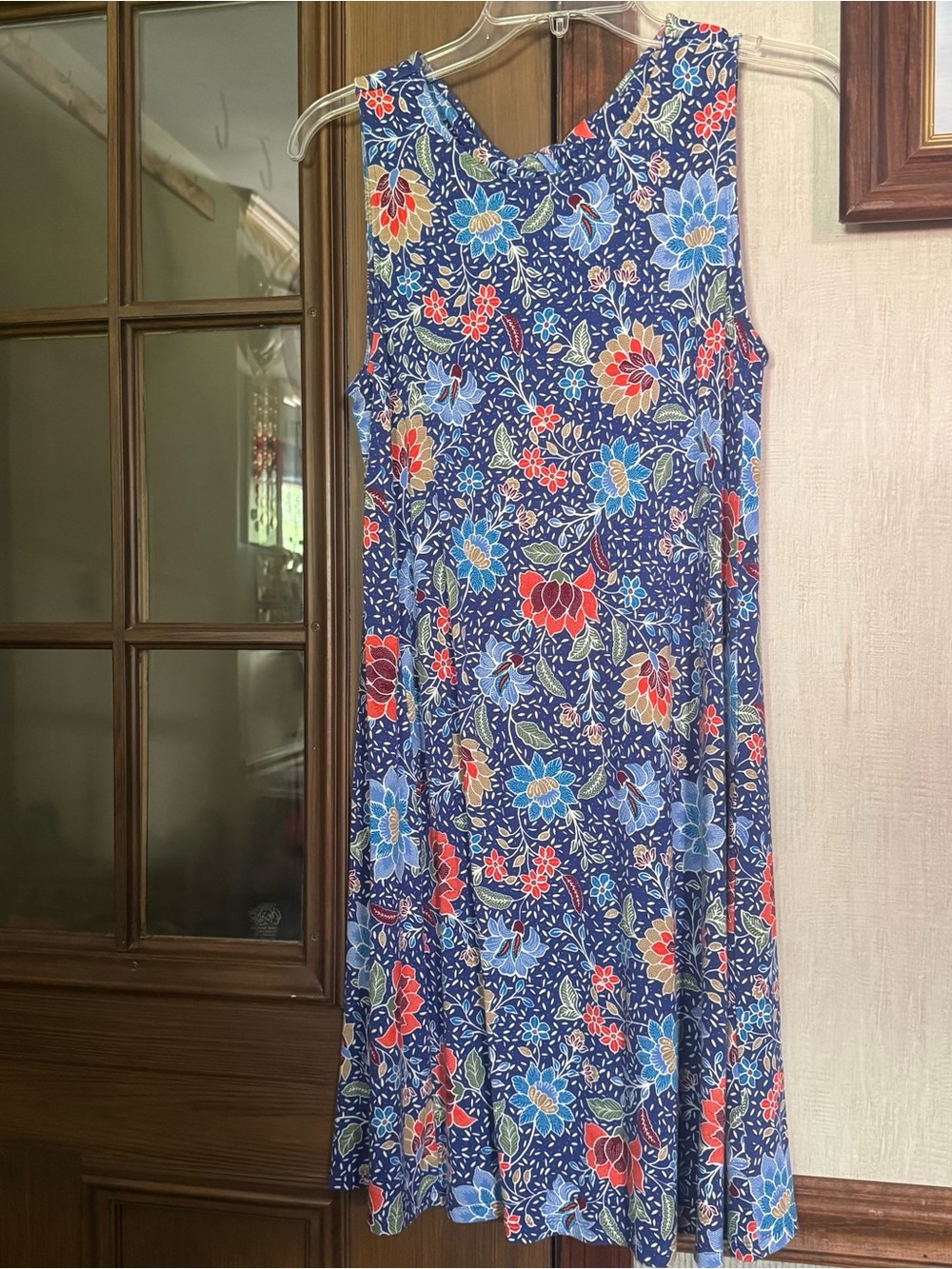 LOFT Navy Floral Day Dress with Multicolor Blooms